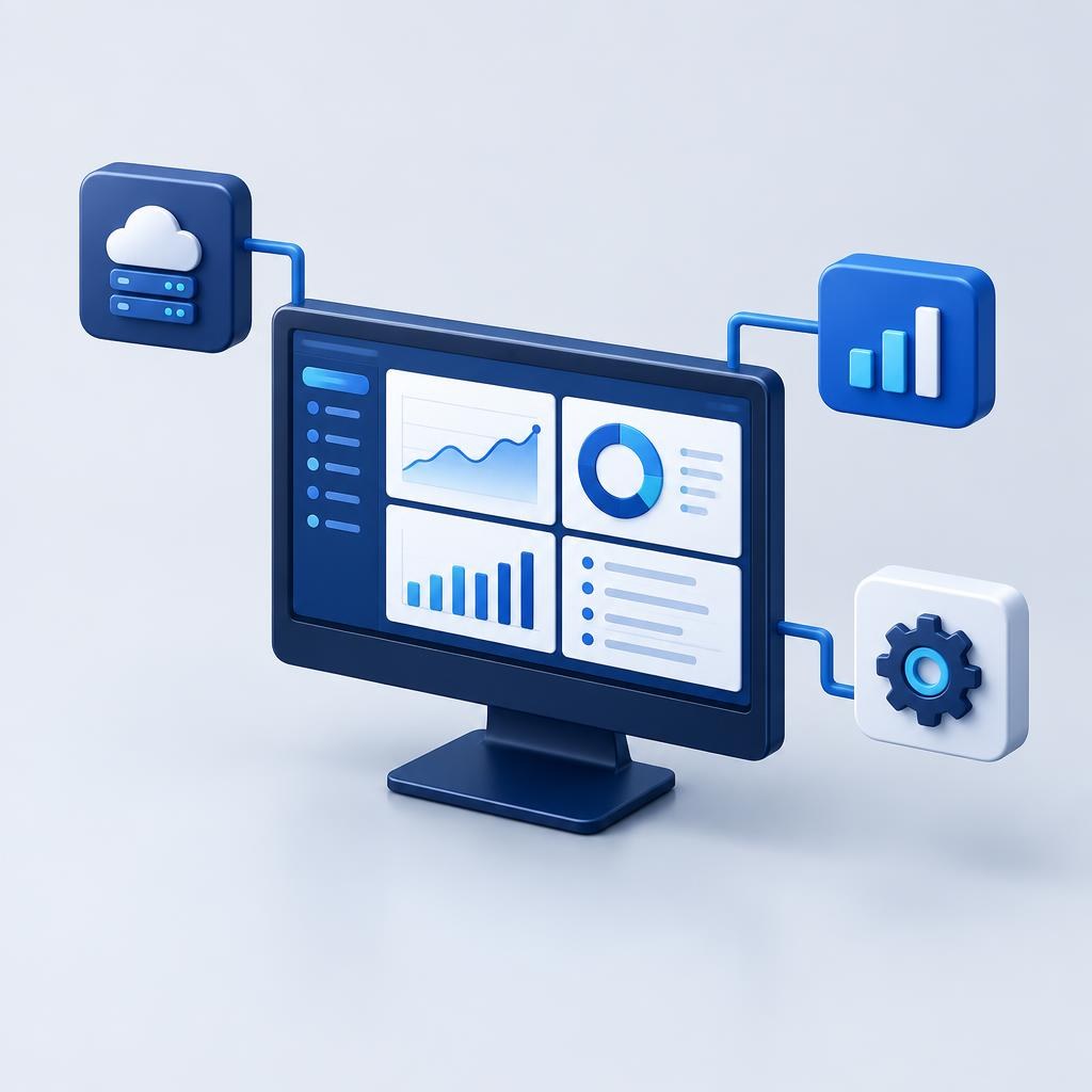 Illustration d’une application métier et de ses échanges de données.